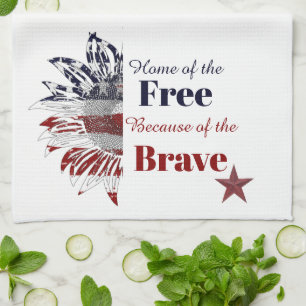 Home of the free because of the brave, tea towel