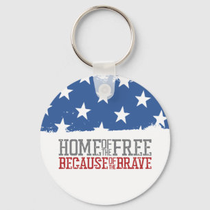 Home of the Free Because of the Brave US Flag Key Ring