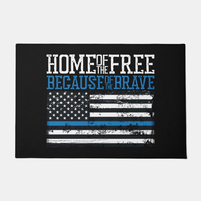 Home of the free because of the brave USA Flag Doormat (Front)