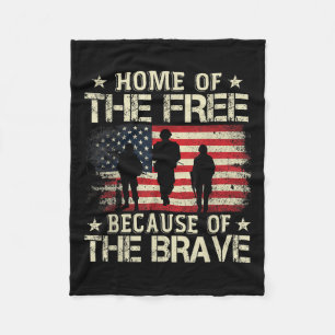 Home Of The Free Because Of The Brave Usa Flag Fleece Blanket
