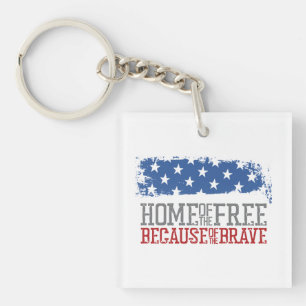 Home of the free because of the brave USA Flag Key Ring