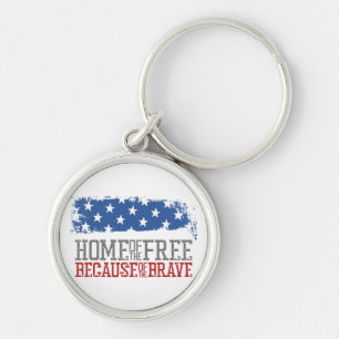 Home of the free because of the brave USA Flag Key Ring