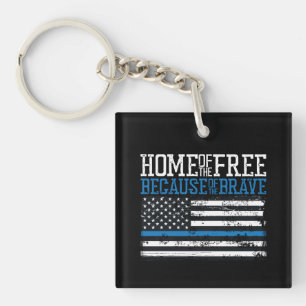 Home of the free because of the brave USA Flag Key Ring
