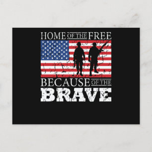 Home Of The Free Because Of The Brave - USA Flag Postcard