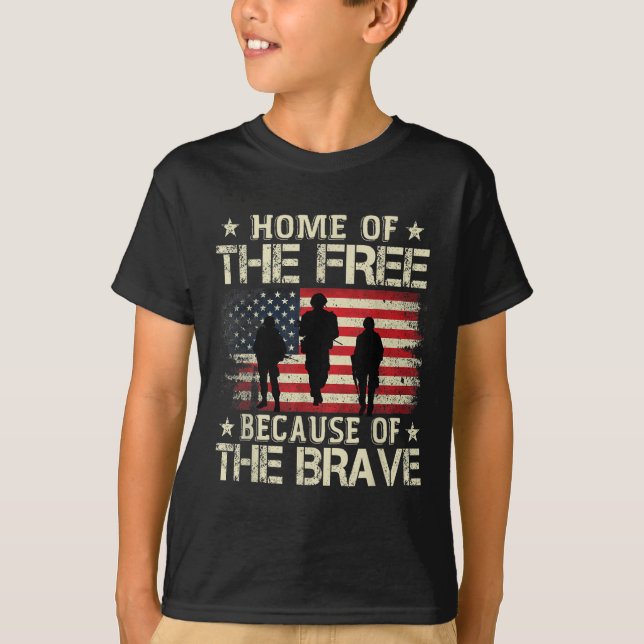 Home Of The Free Because Of The Brave Usa Flag T-Shirt (Front)