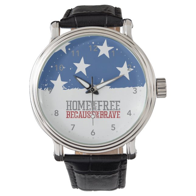 Home of the free because of the brave USA Flag Watch (Front)
