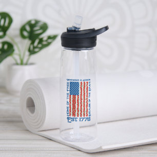 Home of the Free Because of the Brave USA Poppy Water Bottle