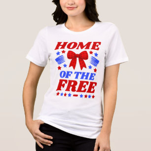 Home of the Free Red Gingham Bow Tri-Blend Shirt