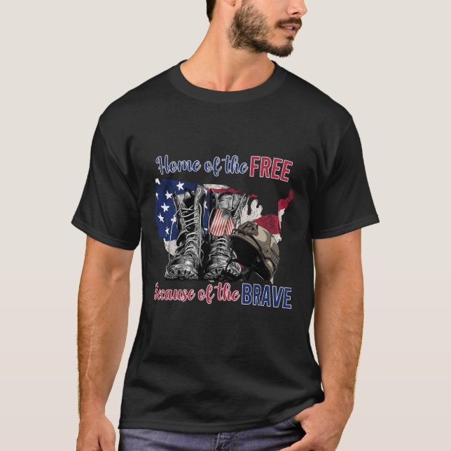   Home Of The Free Shirt, Because Of The Brave Sh T-Shirt (Front)