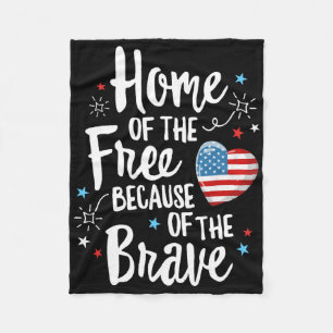 Home Of The Free Veterans 4th Of July Women Wife P Fleece Blanket