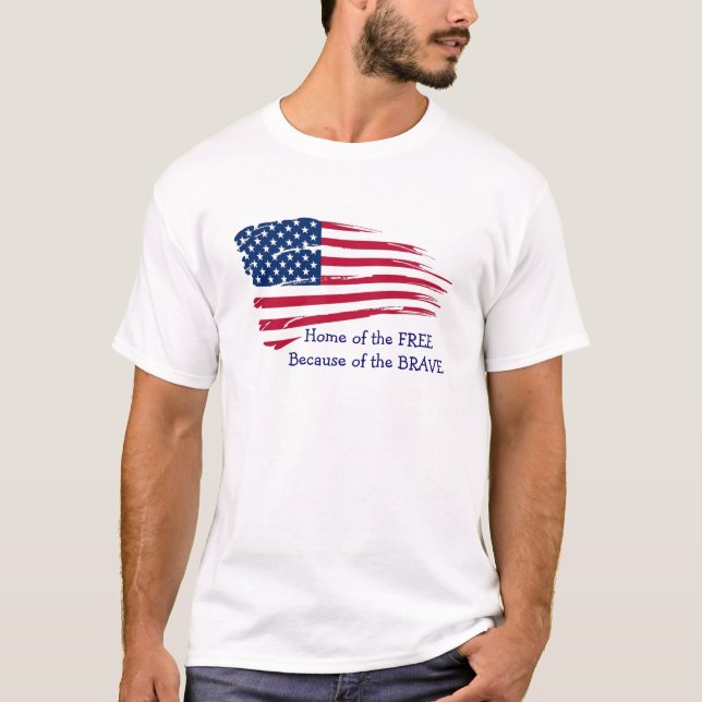 Home of the Free Wavy Flag T-Shirt (Front)
