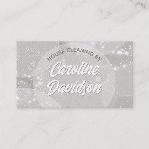 Home & office cleaning service white glitter business card