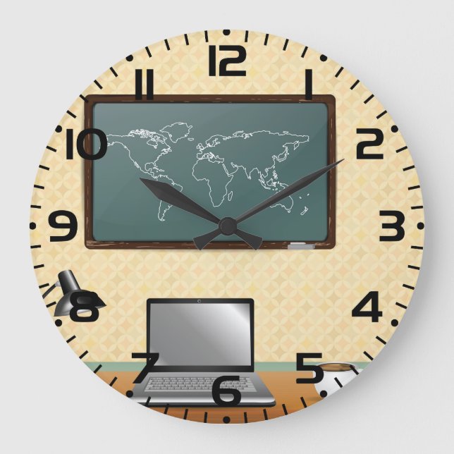 Home Office Desk Laptop Coffee Large Clock (Front)
