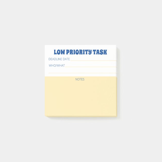 Home office employee low priority task reminder post-it notes (Front)
