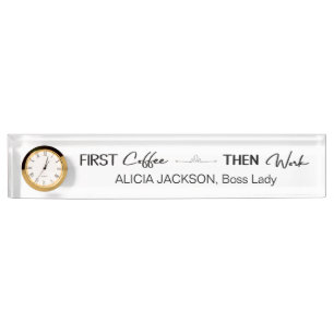Home office funny typography black and white nameplate