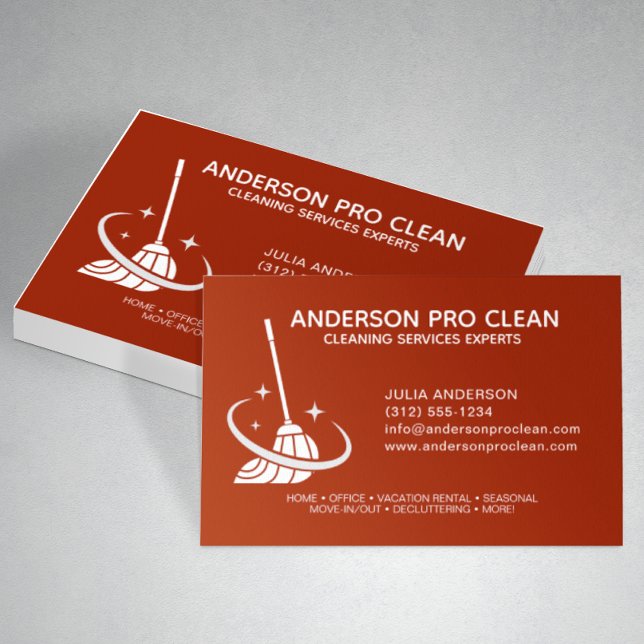 Home & Office Pro Cleaning Service Crimson Red Business Card (Creator Uploaded)