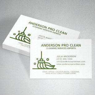 Home & Office Pro Cleaning Service Green Business Card