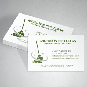 Home & Office Pro Cleaning Service Green Business Card