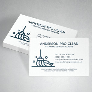 Home & Office Pro Cleaning Service Navy Blue Business Card
