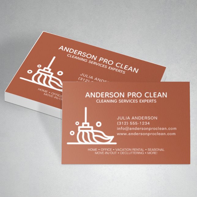 Home & Office Pro Cleaning Service Terracotta Business Card (Creator Uploaded)