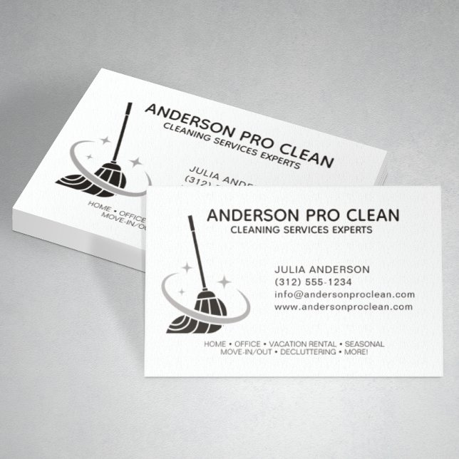 Home & Office Professional Cleaning Service Black Business Card (Creator Uploaded)