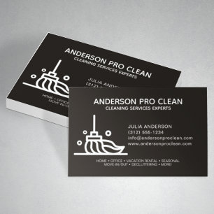 Home & Office Professional Cleaning Service Black Business Card