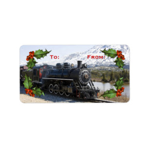 Home on the Train for Christmas Gift Tag Stickers