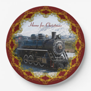 Home on the Train for Christmas Paper Plate