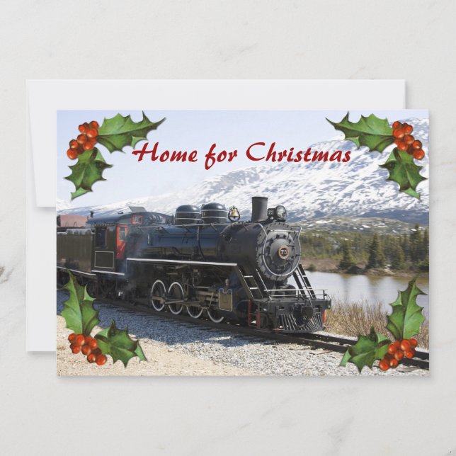 Home on the Train for Christmas Party Invitation (Front)