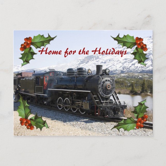 Home on the Train for Holidays Postcard (Front)