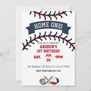 Home One, Baseball 1st Birthday Invitation