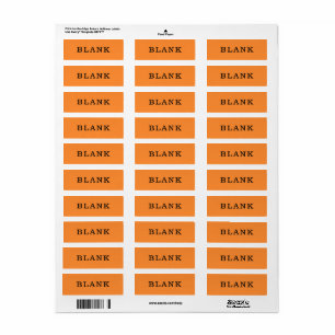 Home Organisation Blank Orange Custom Labels