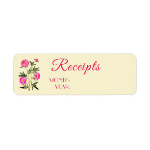 Home Organisation Peonies Flowers Receipt Labels