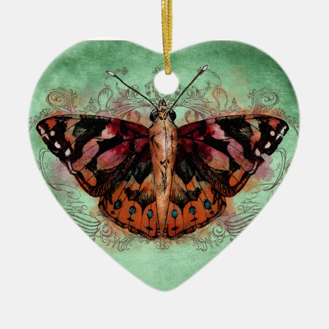 Home - Painted Lady Ceramic Tree Decoration (Front)