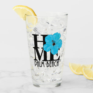 HOME Palm Beach Blue Hibiscus Glass