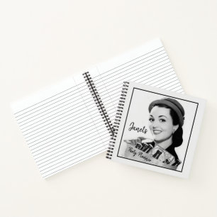 Home Party Planner Cute Mid-century Lady Notebook