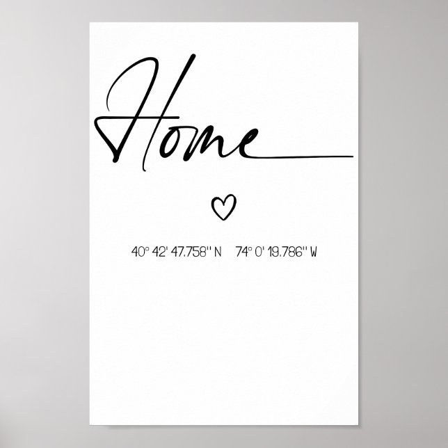 Home Personalised Coordinates Minimalistic Poster  (Front)