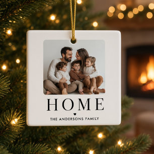 Home Personalised Family Photo Modern Christmas Ceramic Ornament