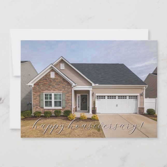Home Photo First Happy Housiversary Realtor Card (Front)