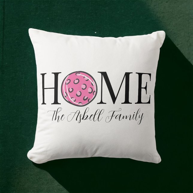 Home Pink Pickleball Family Name Throw Pillow (Creator Uploaded)