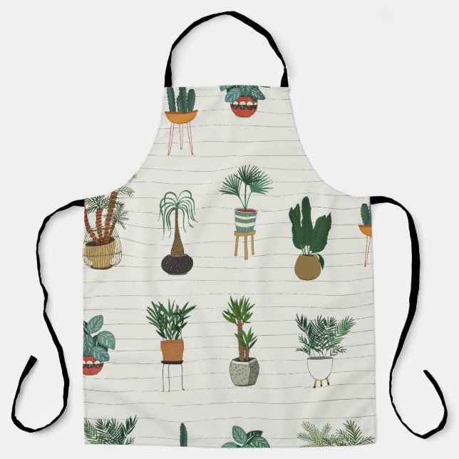 Home Plants: Hand Drawn Seamless Interior Apron (Front)
