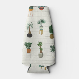 Home Plants: Hand Drawn Seamless Interior Bottle Cooler