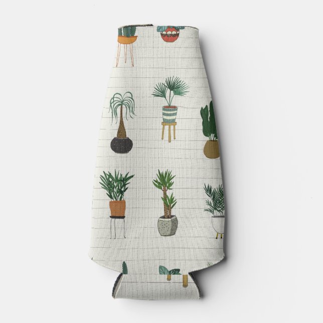Home Plants: Hand Drawn Seamless Interior Bottle Cooler (Front)