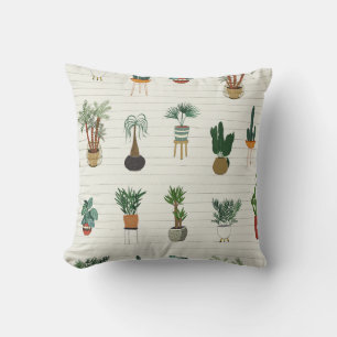 Home Plants: Hand Drawn Seamless Interior Cushion
