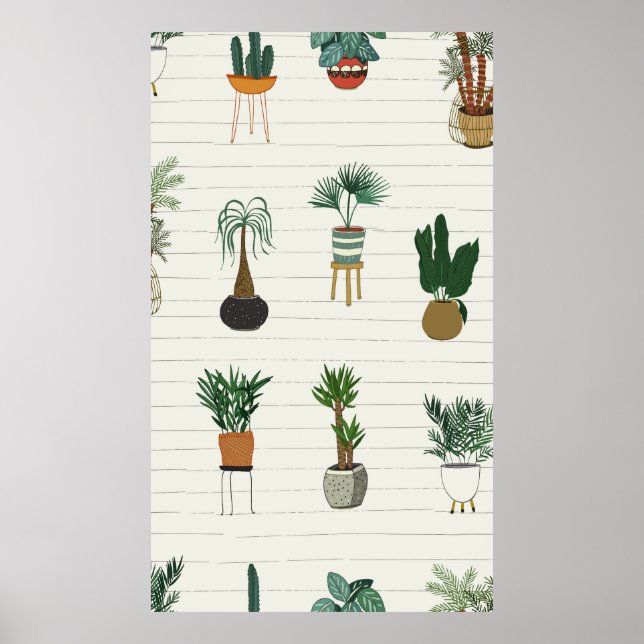Home Plants: Hand Drawn Seamless Interior Poster (Front)