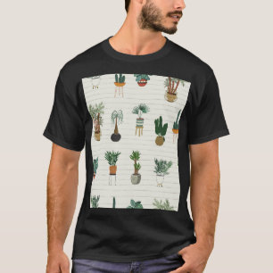 Home Plants: Hand Drawn Seamless Interior T-Shirt