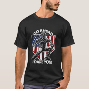 Home Plate American Flag Softball Baseball Catcher T-Shirt