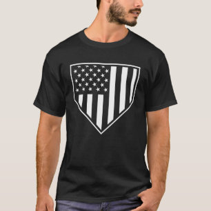 Home Plate Baseball Softball American Flag Patriot T-Shirt