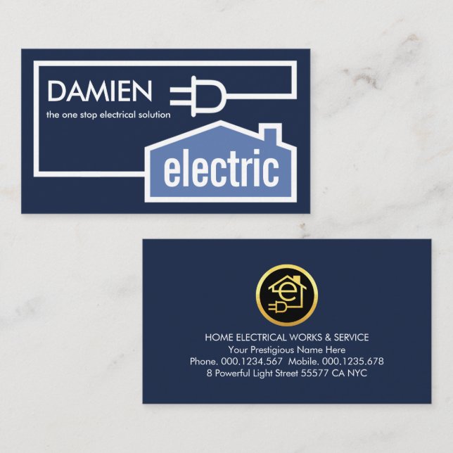 Home Power Plug Electrical Circuit Business Card (Front/Back)