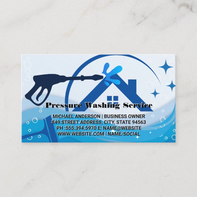 Home Pressure Washing Services | Cleaners Business Card (Front)